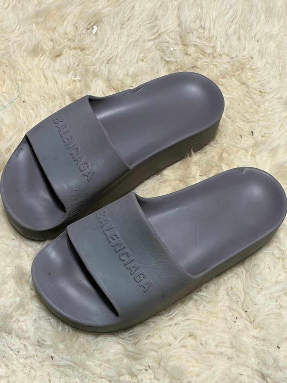 Balenciaga Logo Platform Slides Dark Gray Size 40/10 - Picture 3 of 16